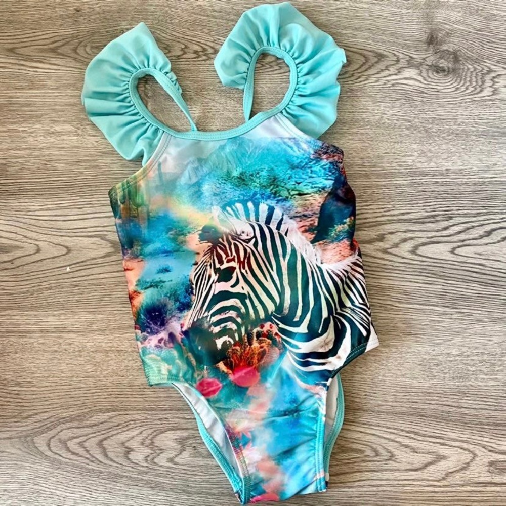 Cat & Jack Toddler Girl 18m Zebra One-Piece Swimsuit